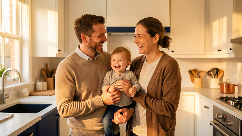A family enjoying time together at home